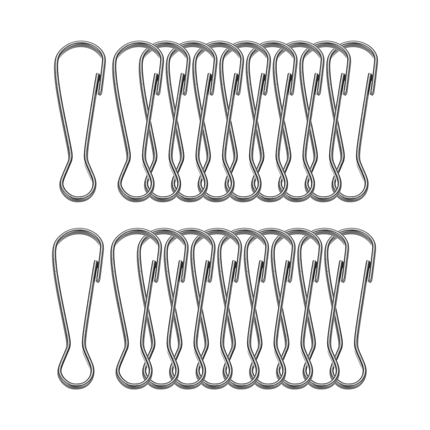 PATIKIL Lanyard Hooks Flag Pole Clip, 20 Pcs 50x15.7x3.4mm Stainless Steel 304 Spring Snap Hook Metal Clips Clasp for Key Chain Key Rings ID Card