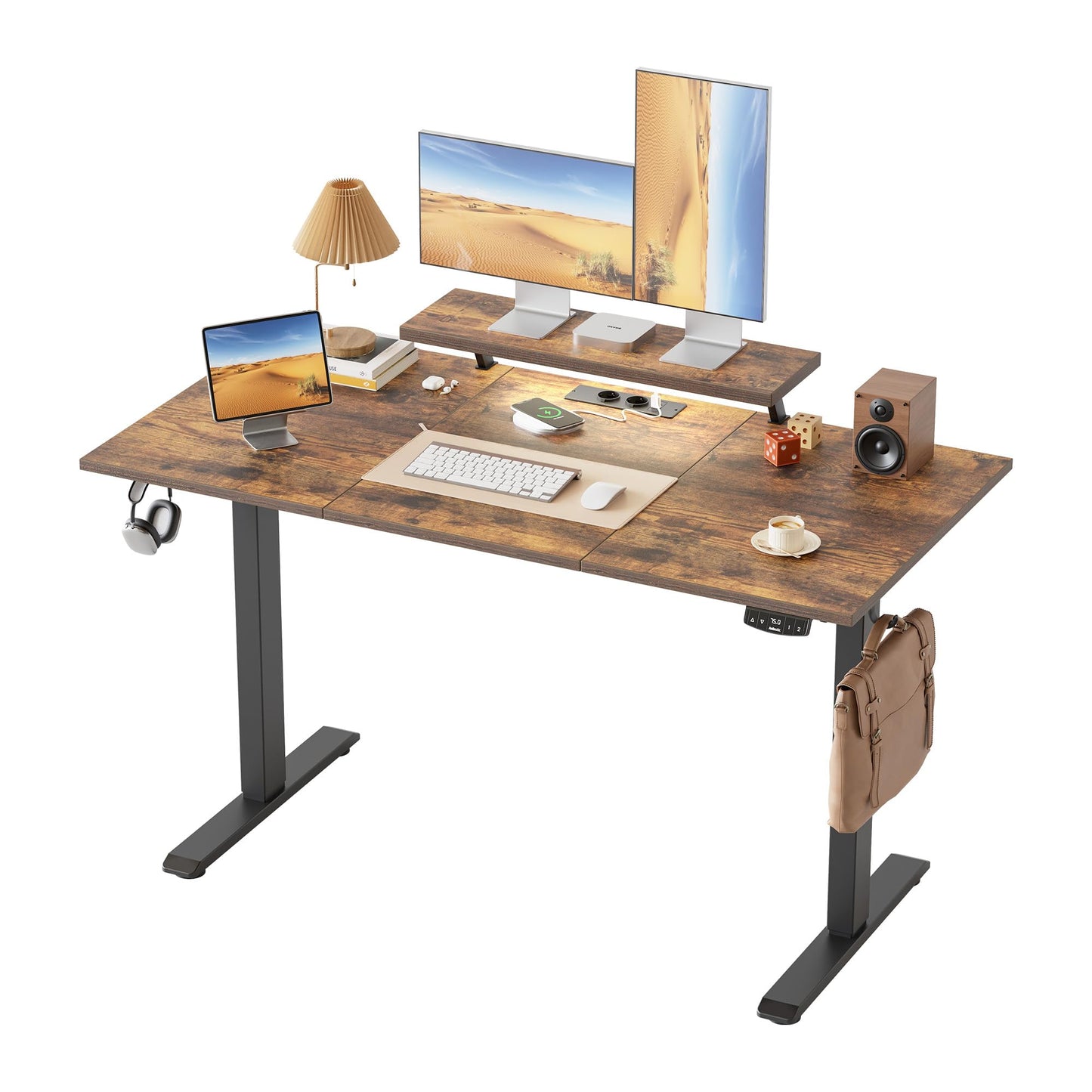 Klicelor Electric Standing Desk, Led & Plug, Movable Monitorstand, 140x60