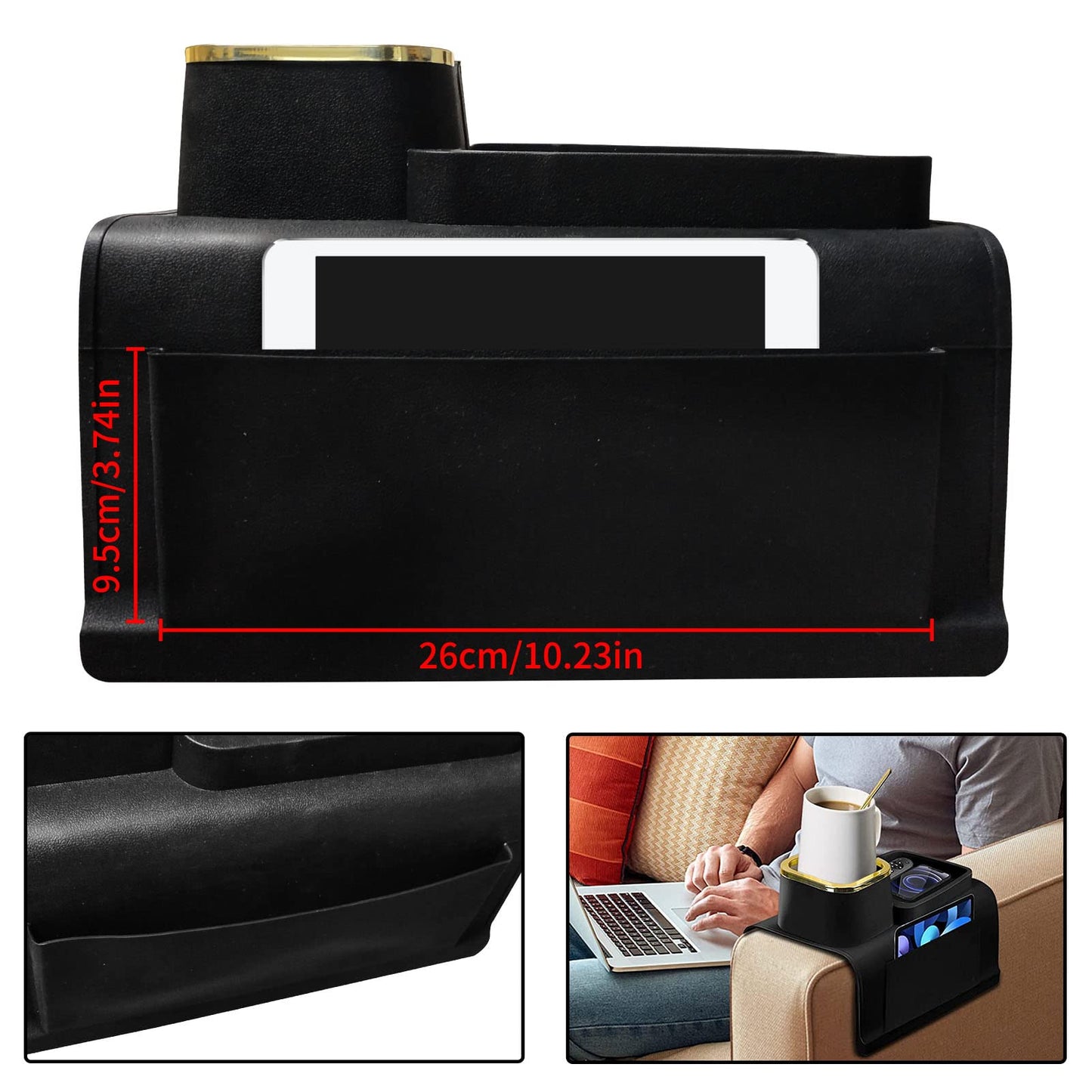 IULONEE Silikon Sofa Armlehne Tablett Rutschfeste Couch Ablage Sofa Drink Caddy Couch Quadratisches Tablett Sofa Armlehnen Organizer Mit Tablett