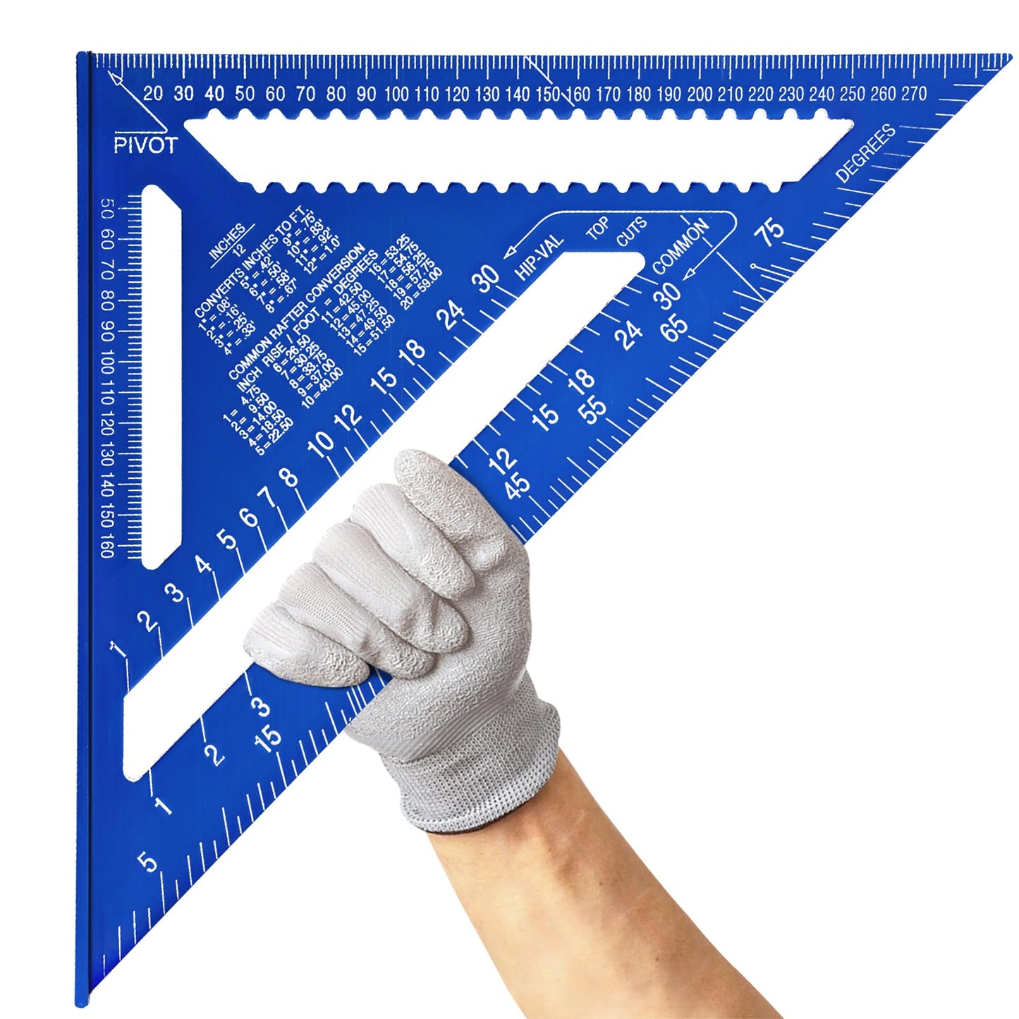 Senbaler 12 Inch/300mm Aluminum Alloy Triangle Ruler, Woodworking Speed Square Metric, Carpenters Square for Angle Measuring Marking (Blue)