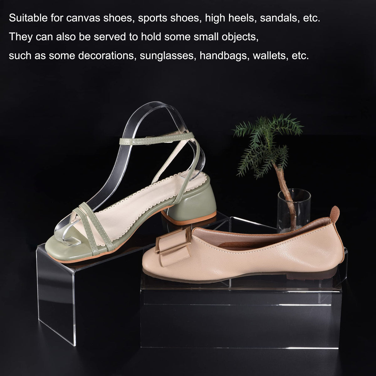 sourcing map Shoes Display Stand Rack, 150x100x75mm Acrylic Storage Shelf Holder Clear