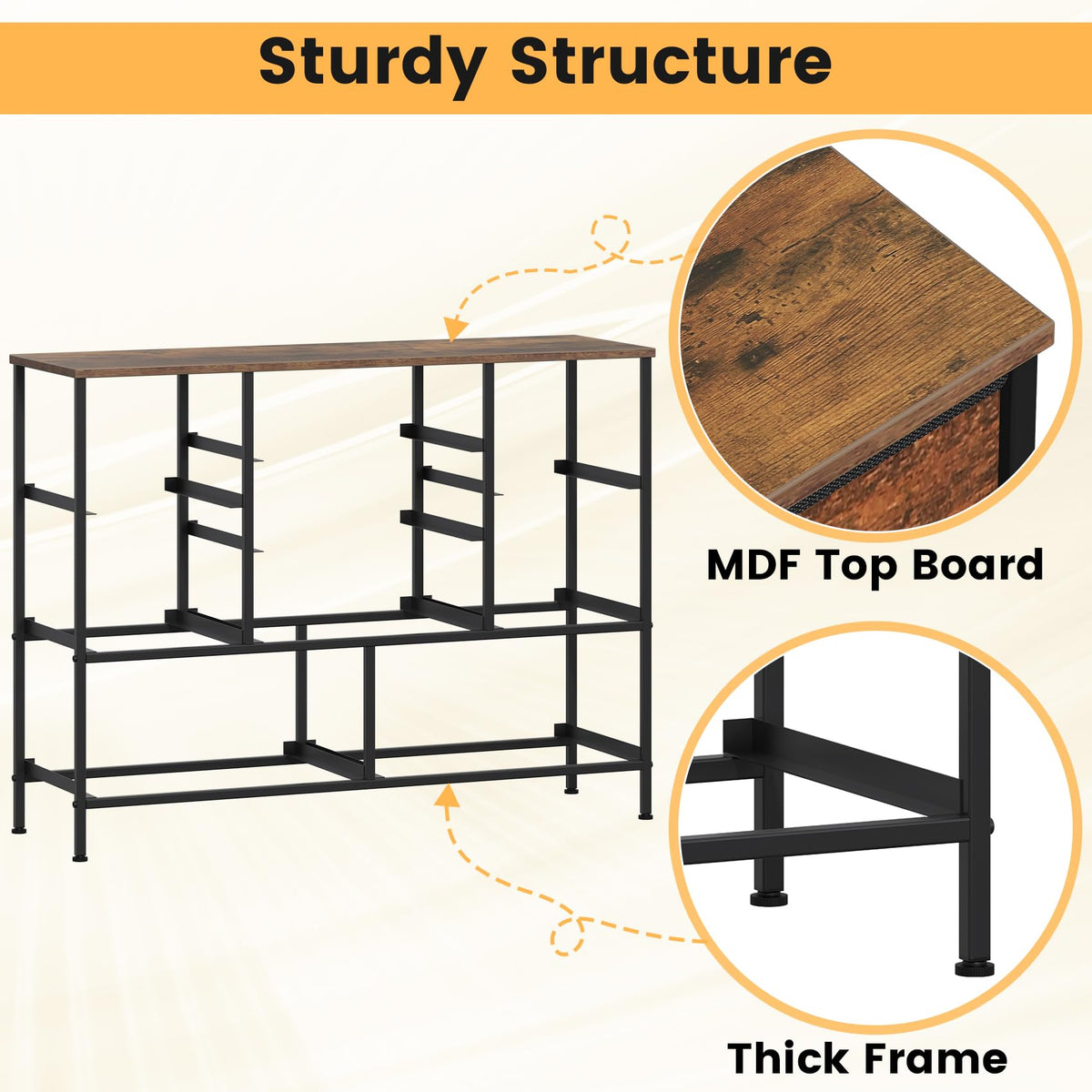 GoaHi Chest of Drawers, Large Dressers with Metal Frame and MDF Wooden Top Board, Adjustable Feet, Anti-Tip Safety