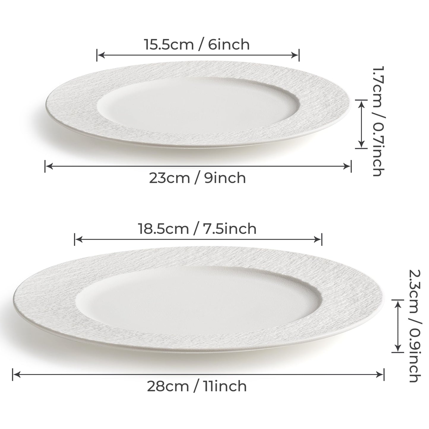 MIAMIO - 23 cm, Set of 4 Dinner Plates/Ceramic Plate Set, Crockery Set - Modern Plates, Microwave and Dishwasher Safe - Oasis Collection