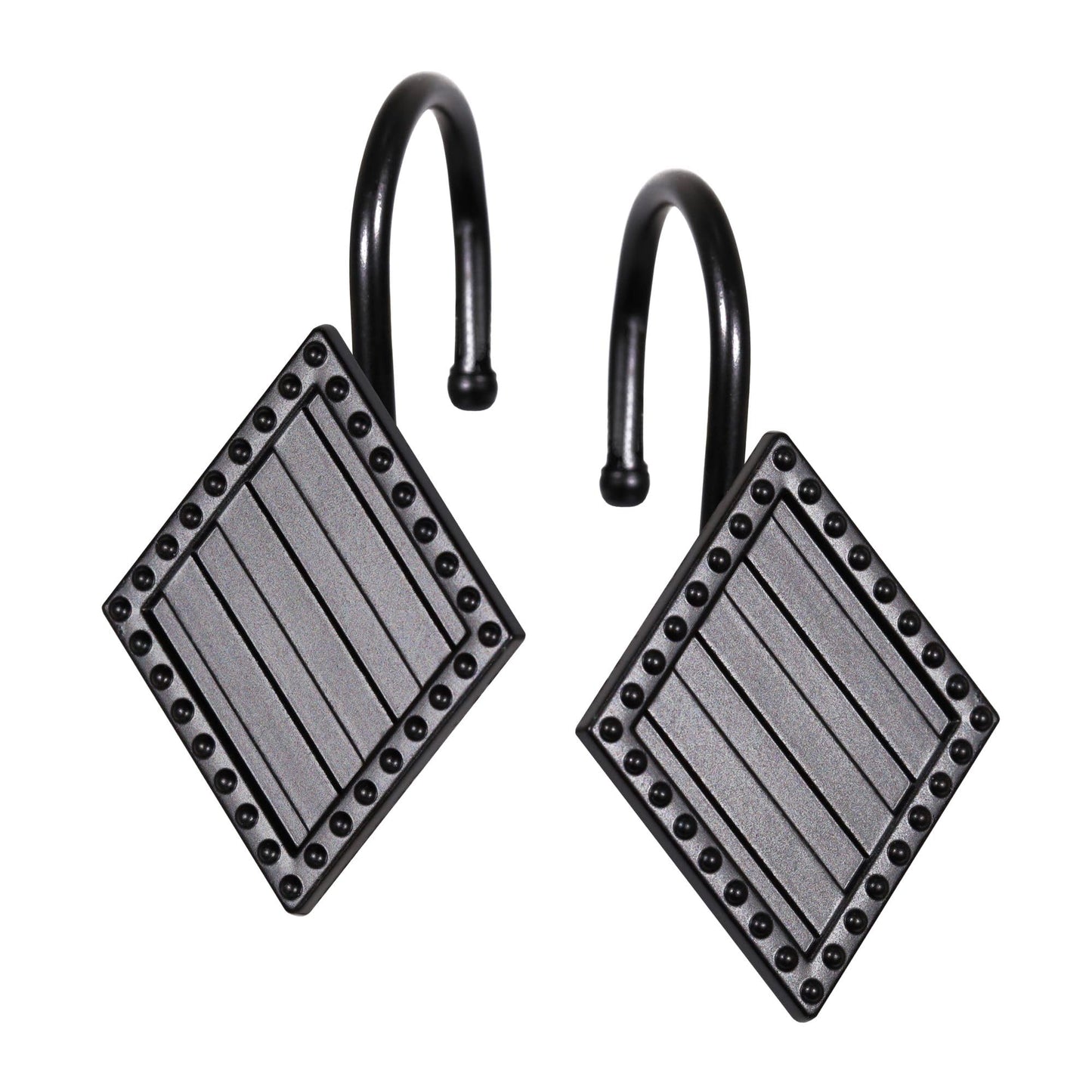 Matte Black Shower Curtain Hooks: Rust Proof Metal Curtain Rings, 12Pcs