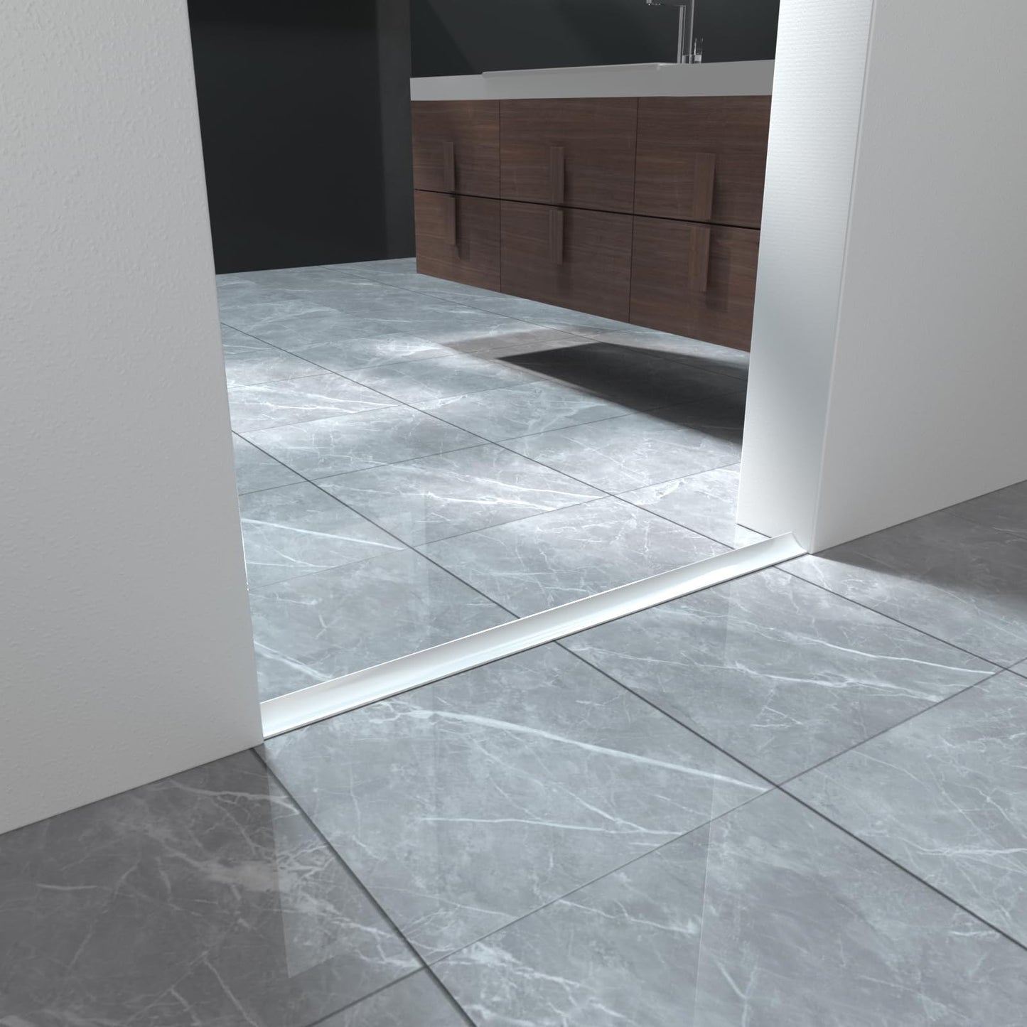Esufeir 39"/1M White Wet Room Floor Barrier for Bathroom,Shower Tray