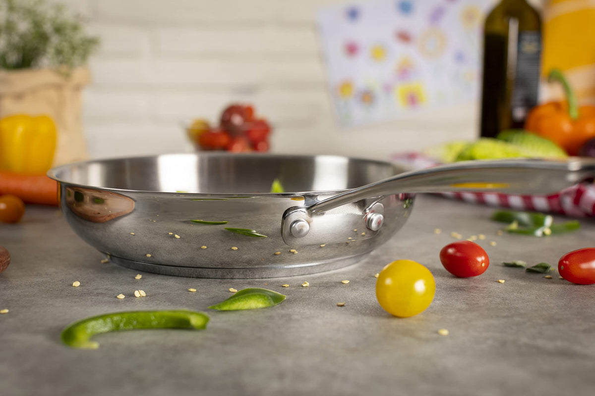 KUHN RIKON Allround Oven-Safe Induction Uncoated Frying Pan, 24 cm, Stainless Steel, Silver