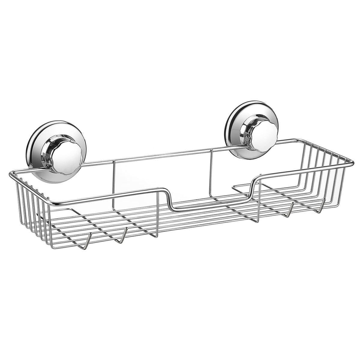 iPEGTOP Rustproof Stainless Steel Compact Shower Caddy Bath Shelf with Strong Suction Cups Rectangle Storage Basket for Bathroom Kitchen Organizer