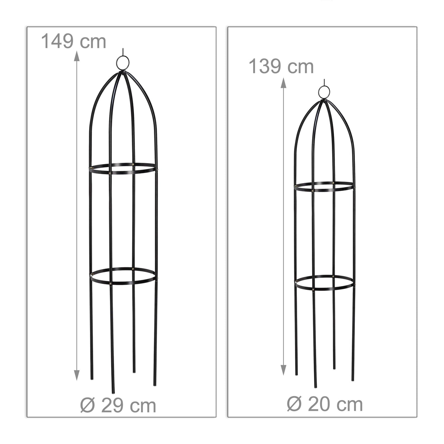 Relaxdays Trellis Tower Set of 2, Freestanding, Growth Support For Roses, Climbing Plants, Weatherproof, H: 139 x 149 cm, Black