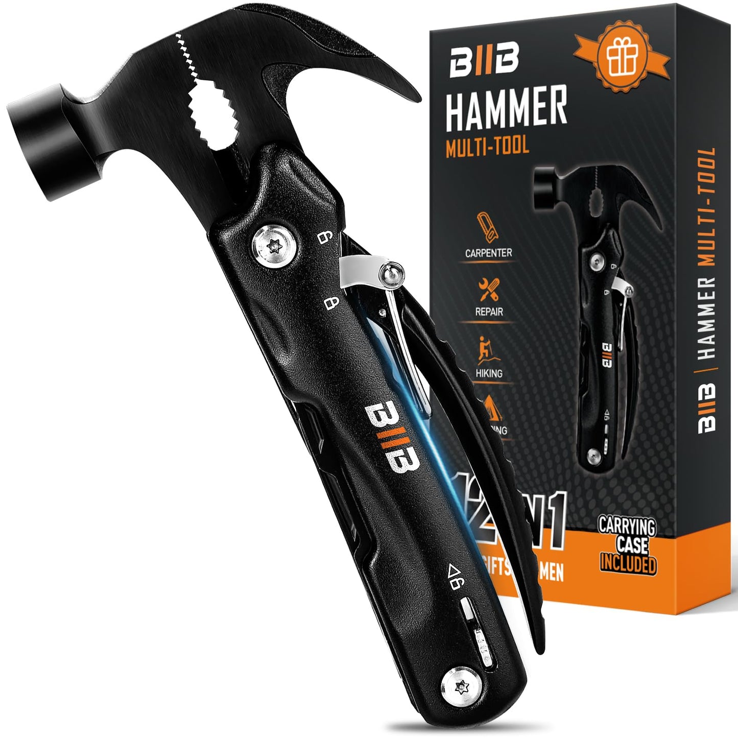 BIIB Gifts for Men, Valentines Gifts for Him, Multi Tool Mens Gifts for Dad, Birthday Gifts Camping Accessories for Dad Gifts, Hand Tools 12 in 1