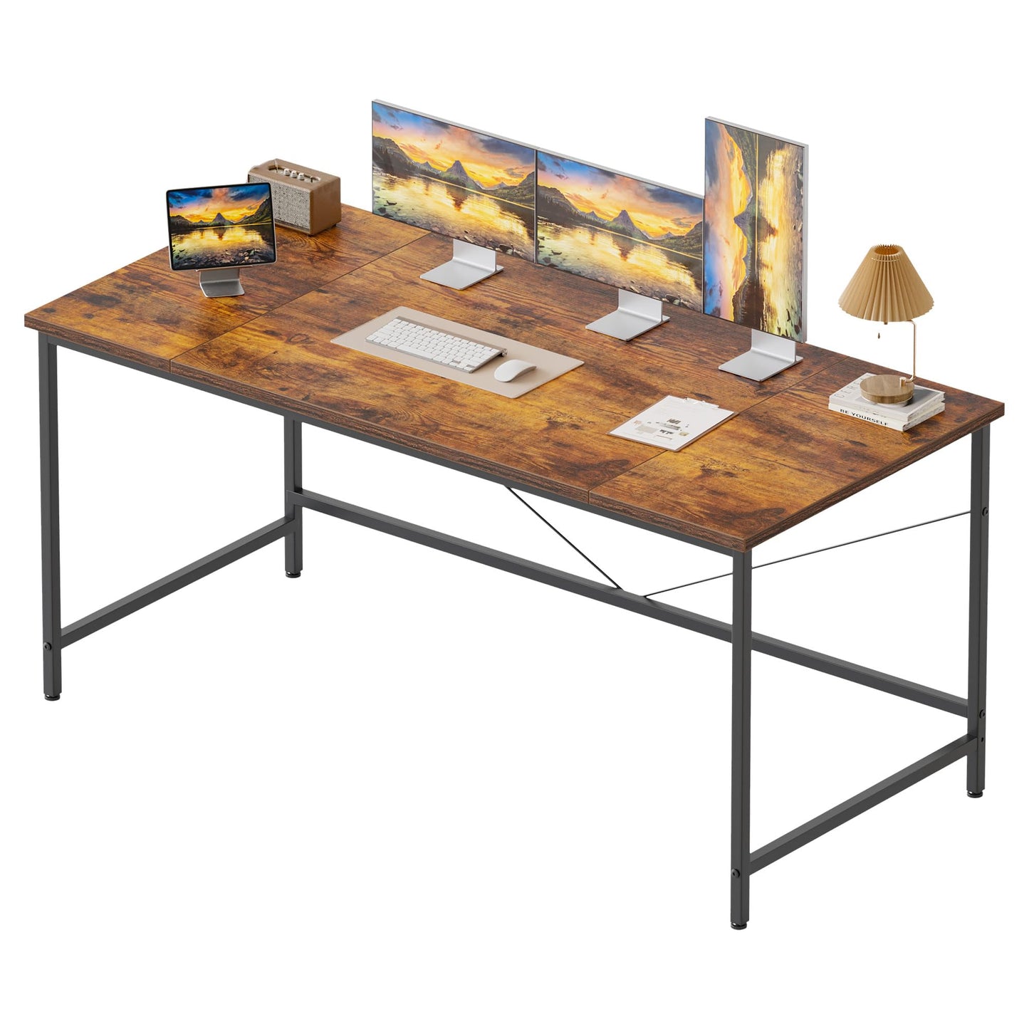 Mericonia Basic Computer Desk, 3 pieces Desktop, 140x50cm, Brown