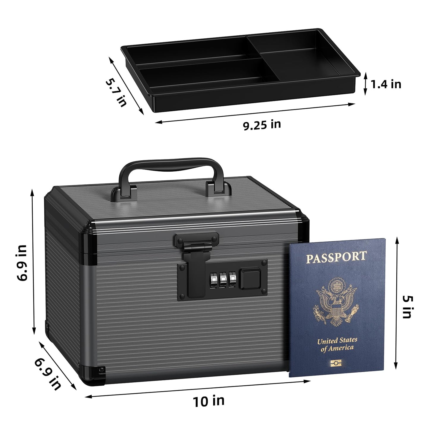 Lockbako Medicine Lock Box with Code, Lockable Medicine Box with Removable Tray, Portable First Aid Box with Handle for Home,Office,Outdoor 25 * 17.5