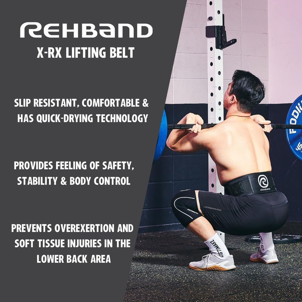 Rehband Weight Lifting Belt for Squats & Deadlifts - Weightlifting Belt for Men & Women, Powerlifting and Bodybuilding Belt Unisex, Heavy Duty Gym