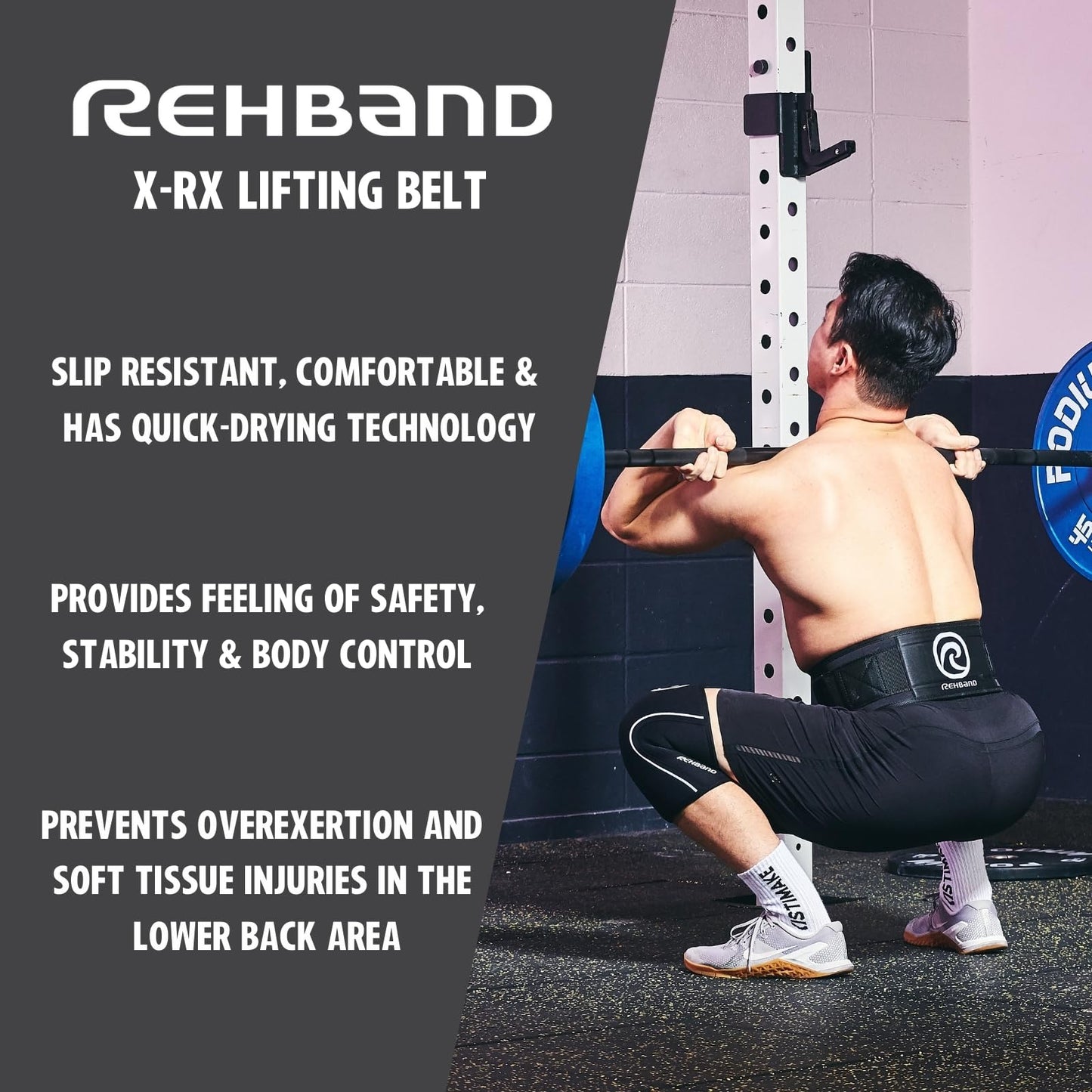 Rehband Weight Lifting Belt - Unisex, Heavy Duty Gym Belt, Black, Size: Small