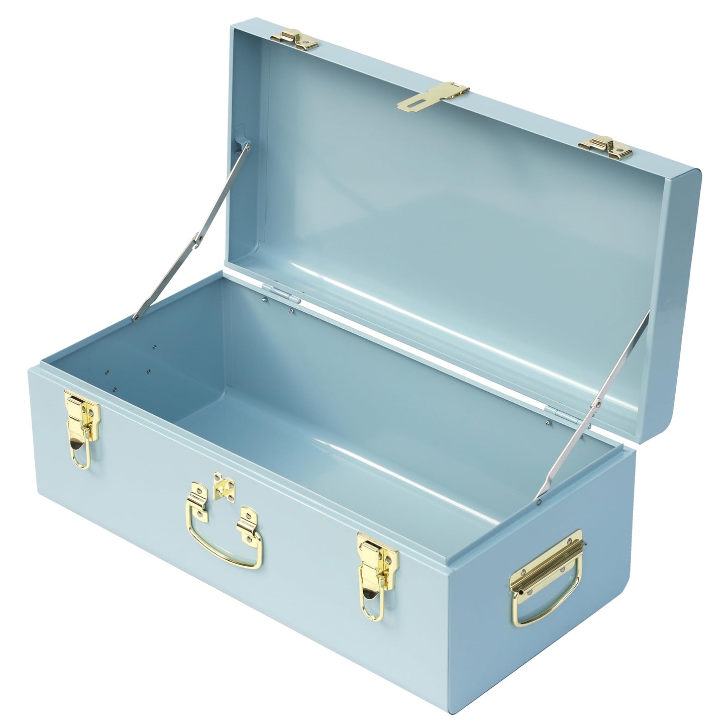 HofferRuffer Metal Storage Trunk with Lockable Lid & Handles, Heavy Duty Storage Chest for Bedroom, Living Room, Bedding, Blankets and Toys