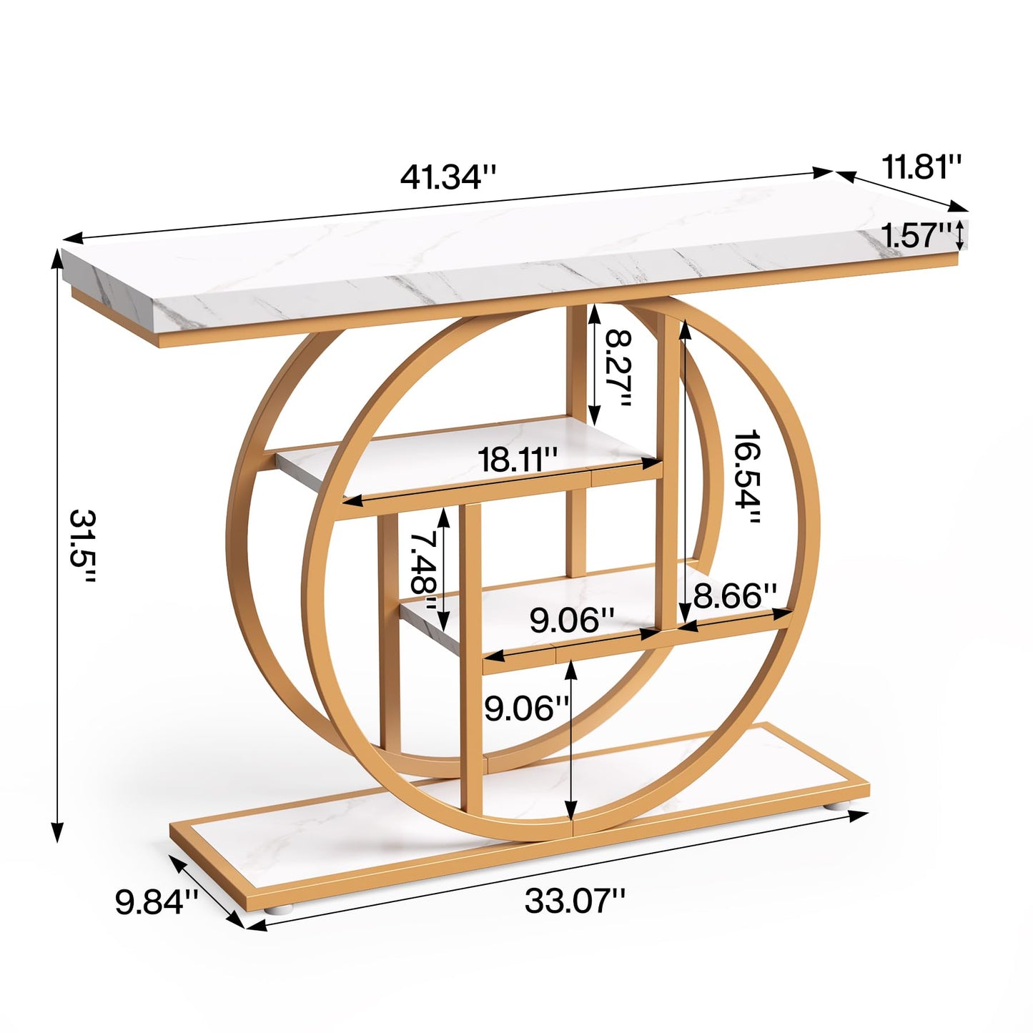 LITTLE TREE Console Table, 4-Tier Entryway Table Behind Couch Table, 41.3-Inch Modern Sofa Table for Living Room, Foyer Hallway Table for Entrance