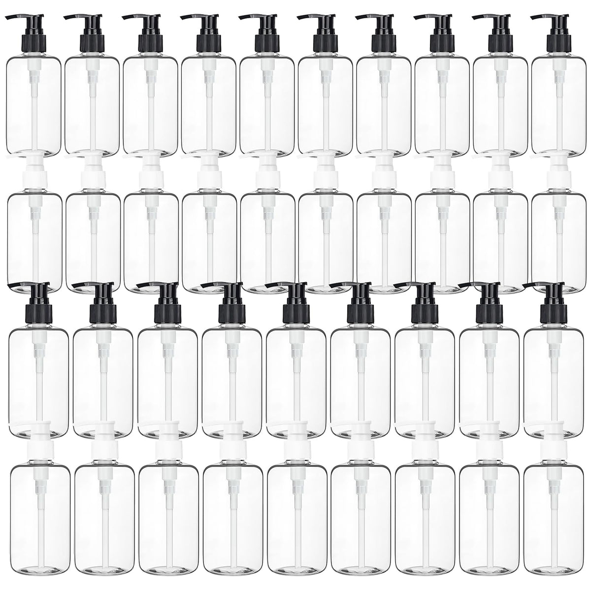 36 Pack 250 ml Clear Plastic Pump Bottles, Refillable Lotion Dispensers