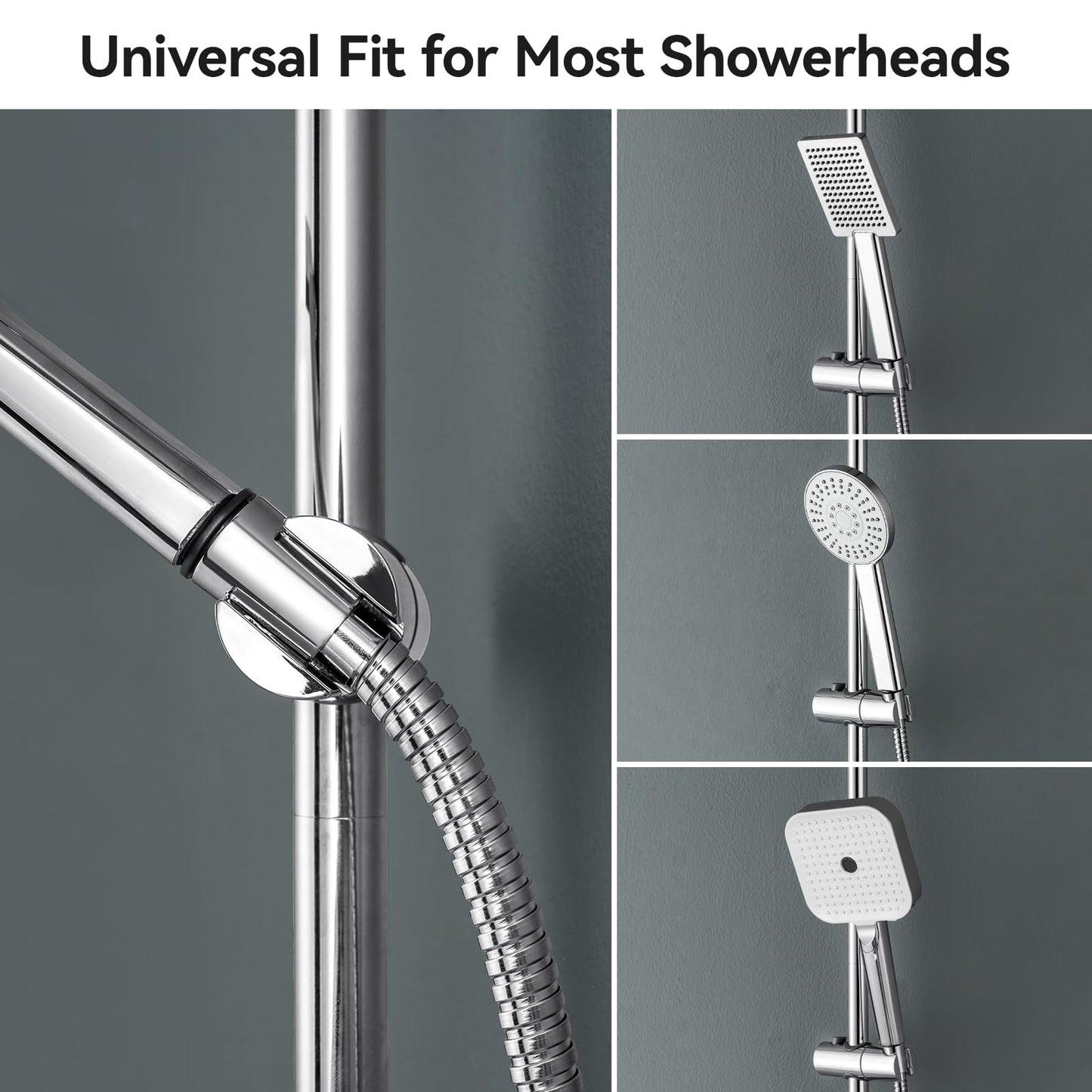 Auralum 70cm Shower Riser Rail - Adjustable 360°Swivel Shower Head Holder - Anti-Corrosion Premium Stainless Steel