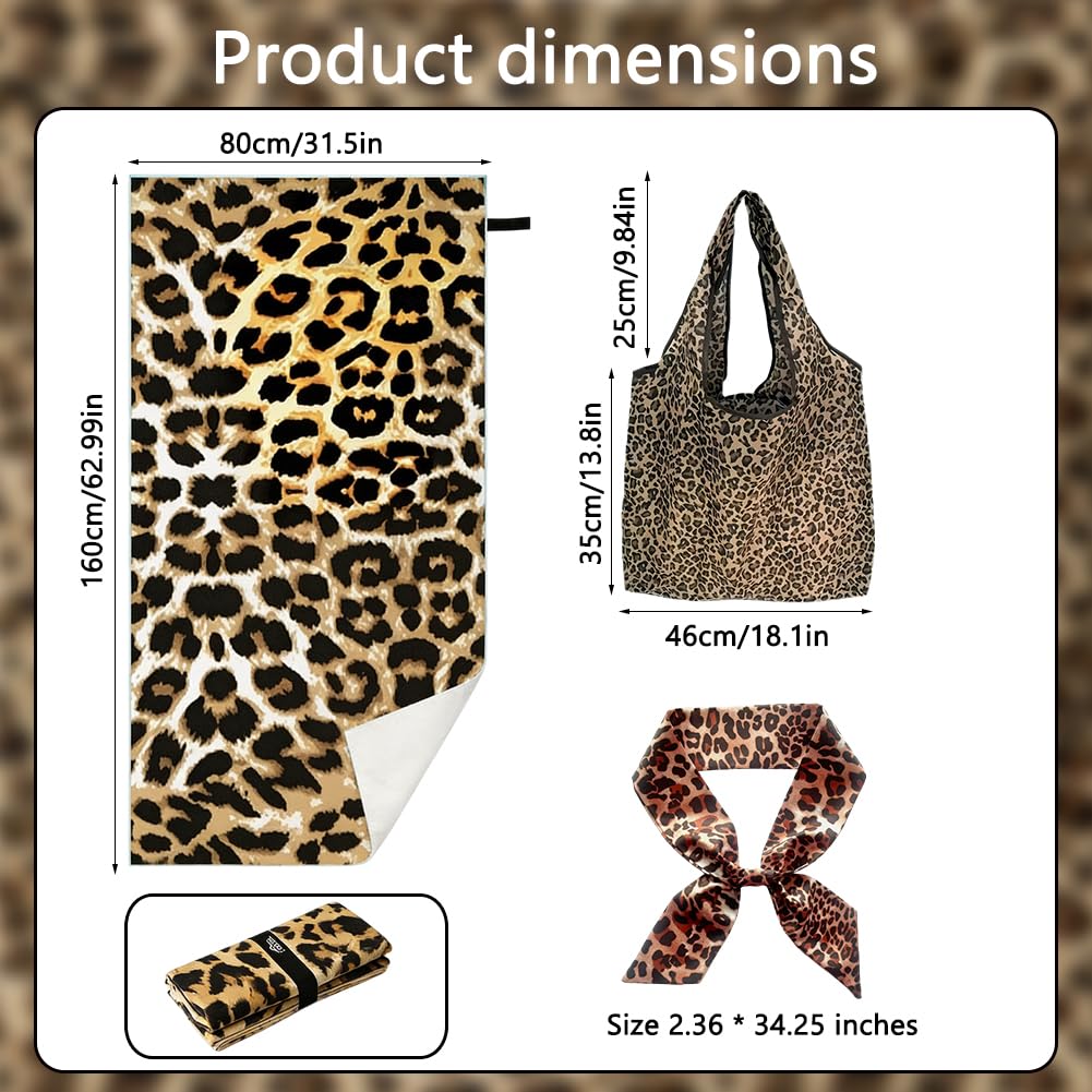Vexthorion Leopard Quick Dry Towel 160x80CM,Lightweight Towel for Swimming