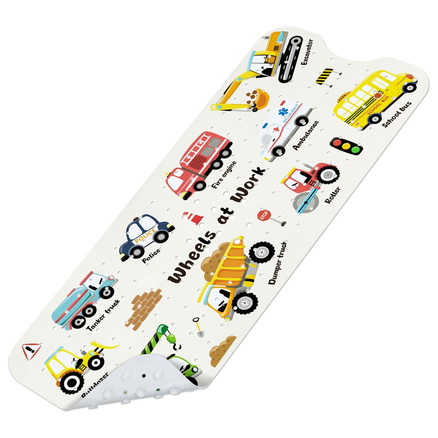 omedecal Baby Bath Mat Non Slip for Tub, 100 * 40cm, Excavator