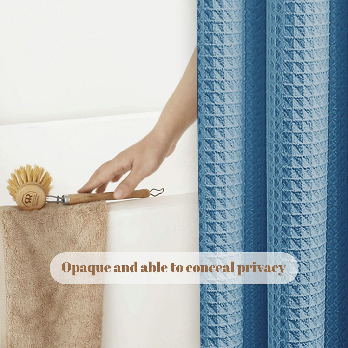 Stfery Shower Curtain Waffle Pattern White Shower Curtain 180 x 200 cm Water-Repellent Fabric Shower Curtain Anti Mould