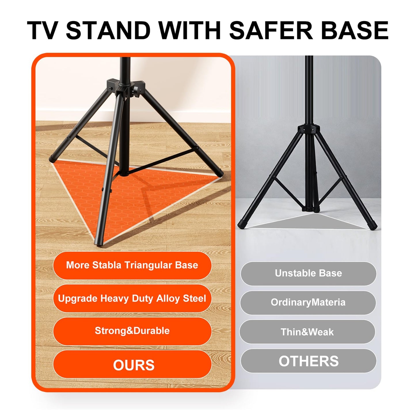 Vanconwey Tripod TV Stand,Outdoor TV Stand for 30-75 inch TVs,Black
