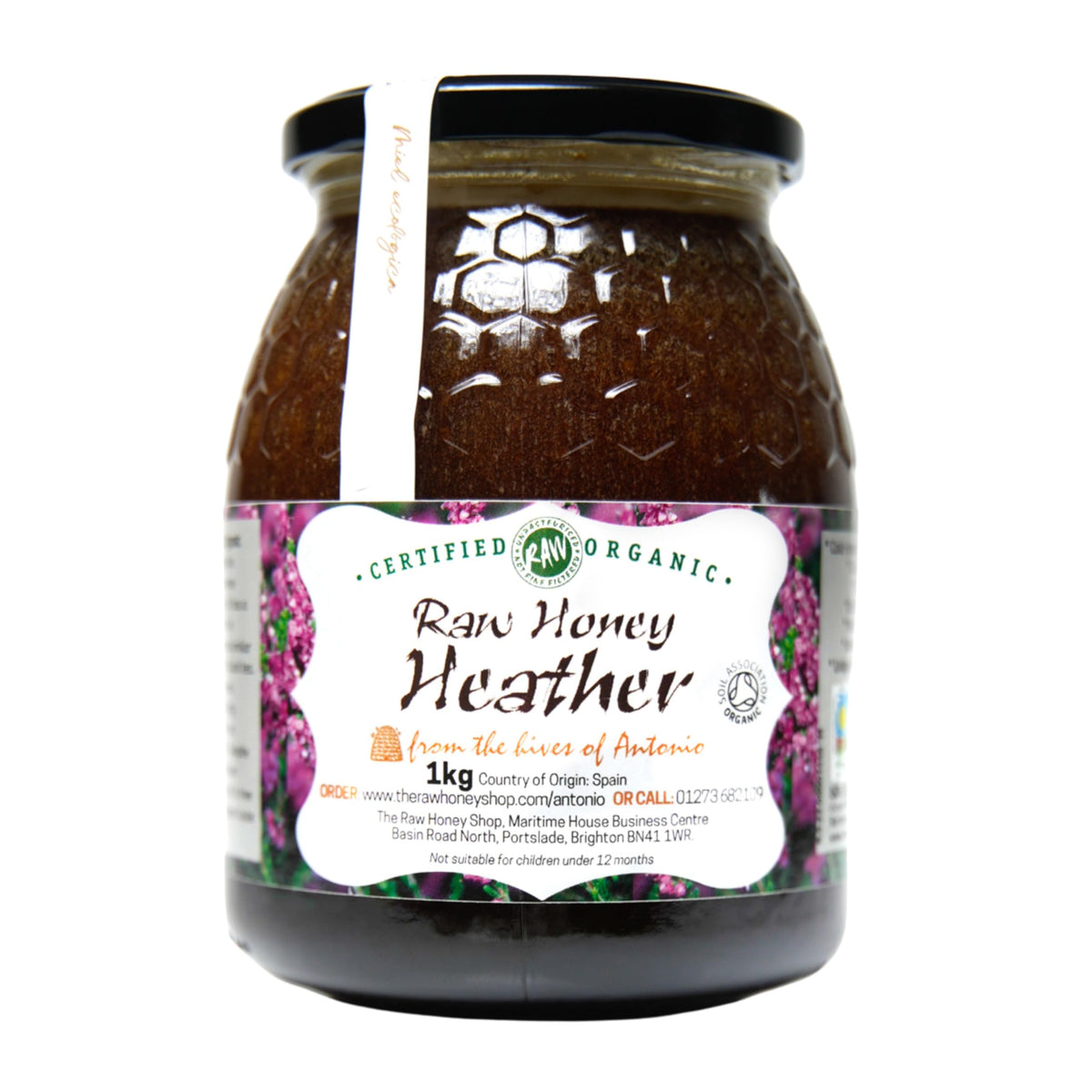 Antonio?s Raw Certified Organic Heather Honey 1kg/ Premium Award-Winning Quality, Pure, Antibacterial, Cold Pressed & Unpasteurised, Natural Honey/The