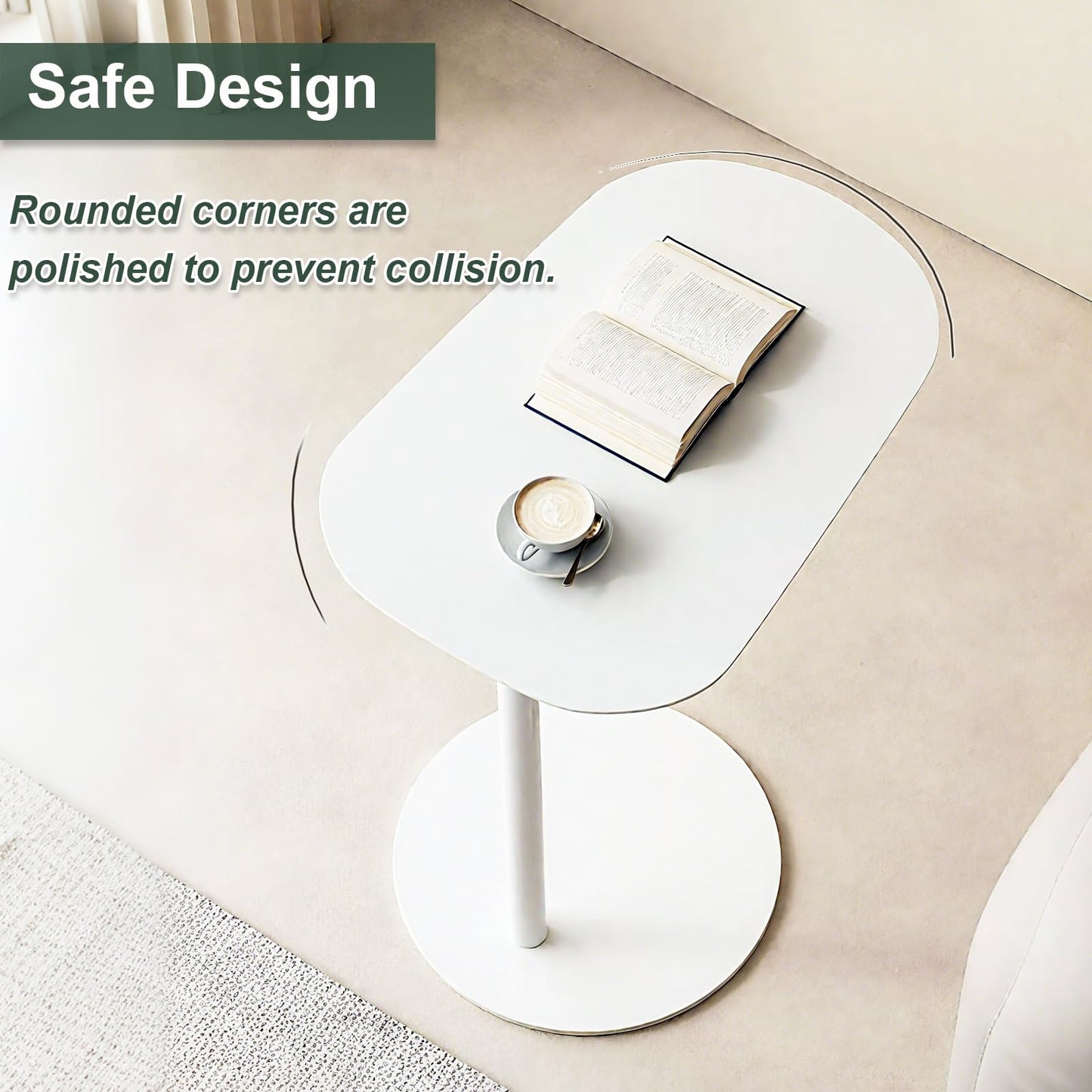 Metal C Shaped Side Table, Modern C Shaped End Table for Sofa/Bed, Small Iron Couch Tables That Slide Under
