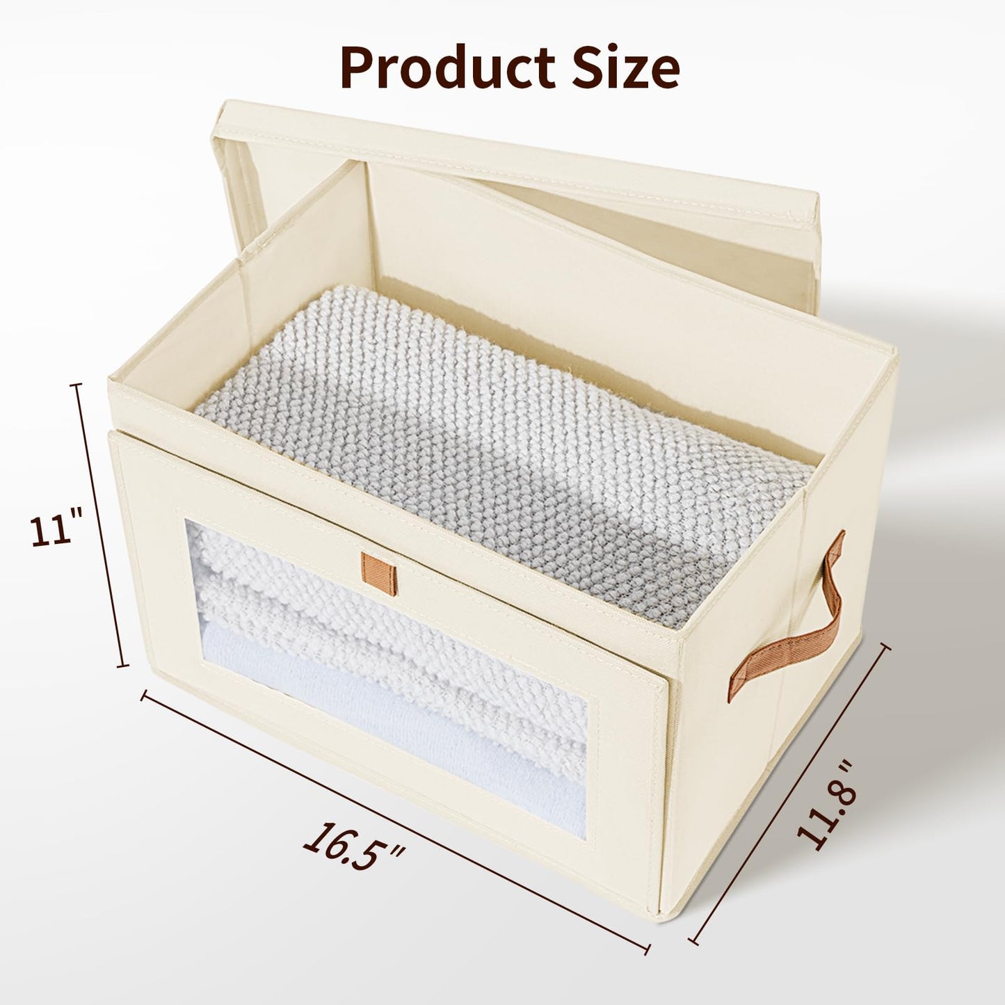 DIMJ Wardrobe Storage Box with Lid - 2 Pack Collapsible Bins with Handle and Front Window