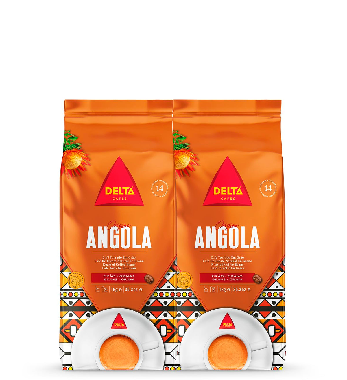 Delta Caf?s Angola Coffee Beans 1kg - Pack of 2, Natural Roast Arabica and Robusta Blend
