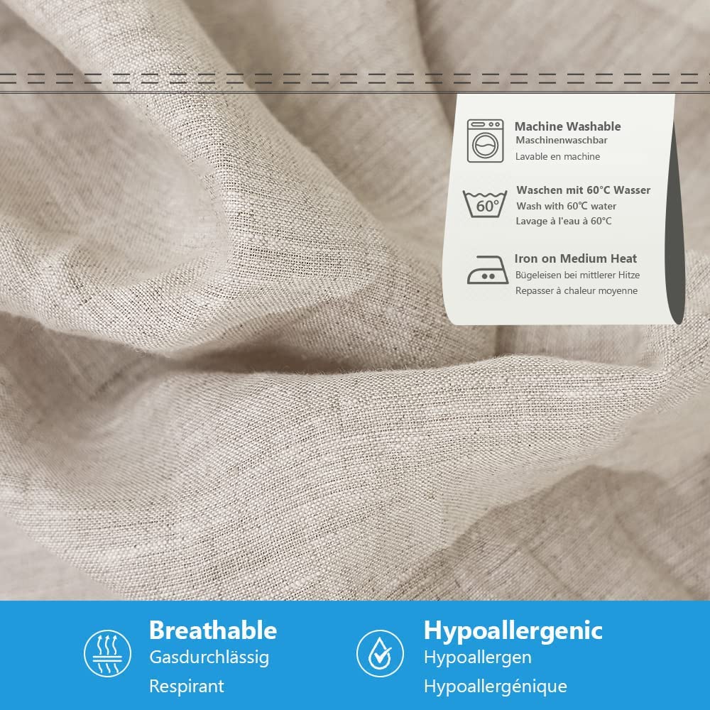 Simple&Opulence Fitted Sheet 35cm Deep Pocket-100% Pure Natural Linen Plain Mattress Protector Bed Sheet-(Linen,King 150x200cm)
