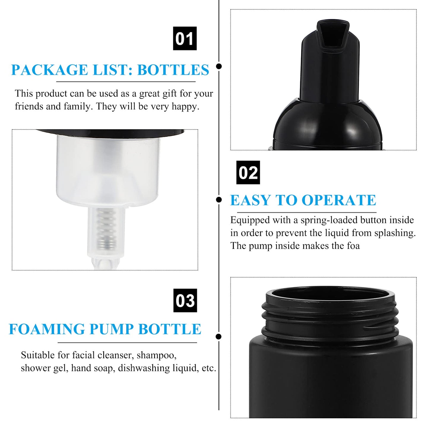 FRCOLOR Travel Foaming Bottle Dispenser 4.7Oz Spill-Proof Pump for Lash Foam Cleanser Soap with Stable Base for Home Camping Party Use