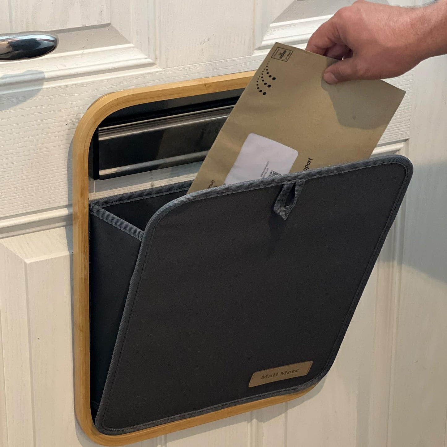 Mail More? Front Door Mail Parcel letter Catcher Cage No Screws - Black Mail Catcher for Letterbox - Post Parcel Holder - Indoor Mail Catcher - Parcel