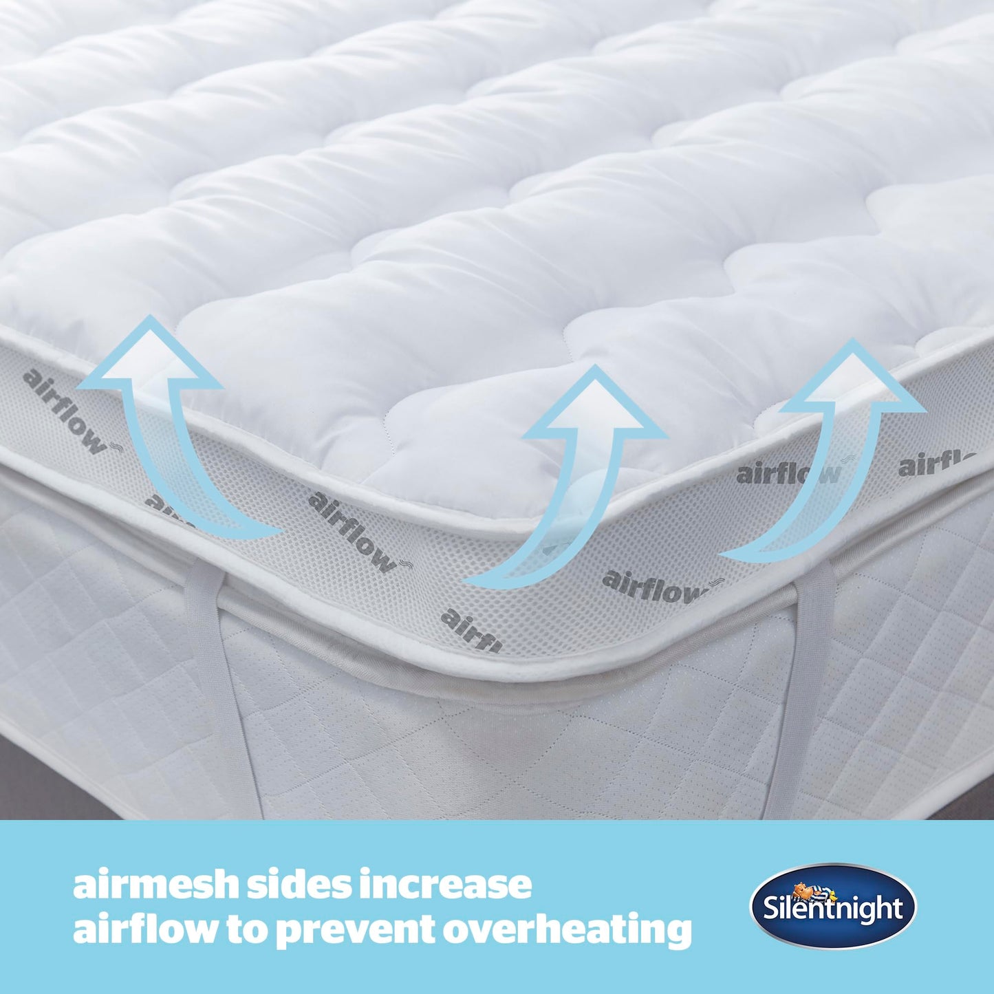 Silentnight Airflow 800 Single Mattress Topper - Extra Thick Deep Fitted Mattress Enhancer with 8cm Thick Cushioning, Mesh Sides to Increase Airflow