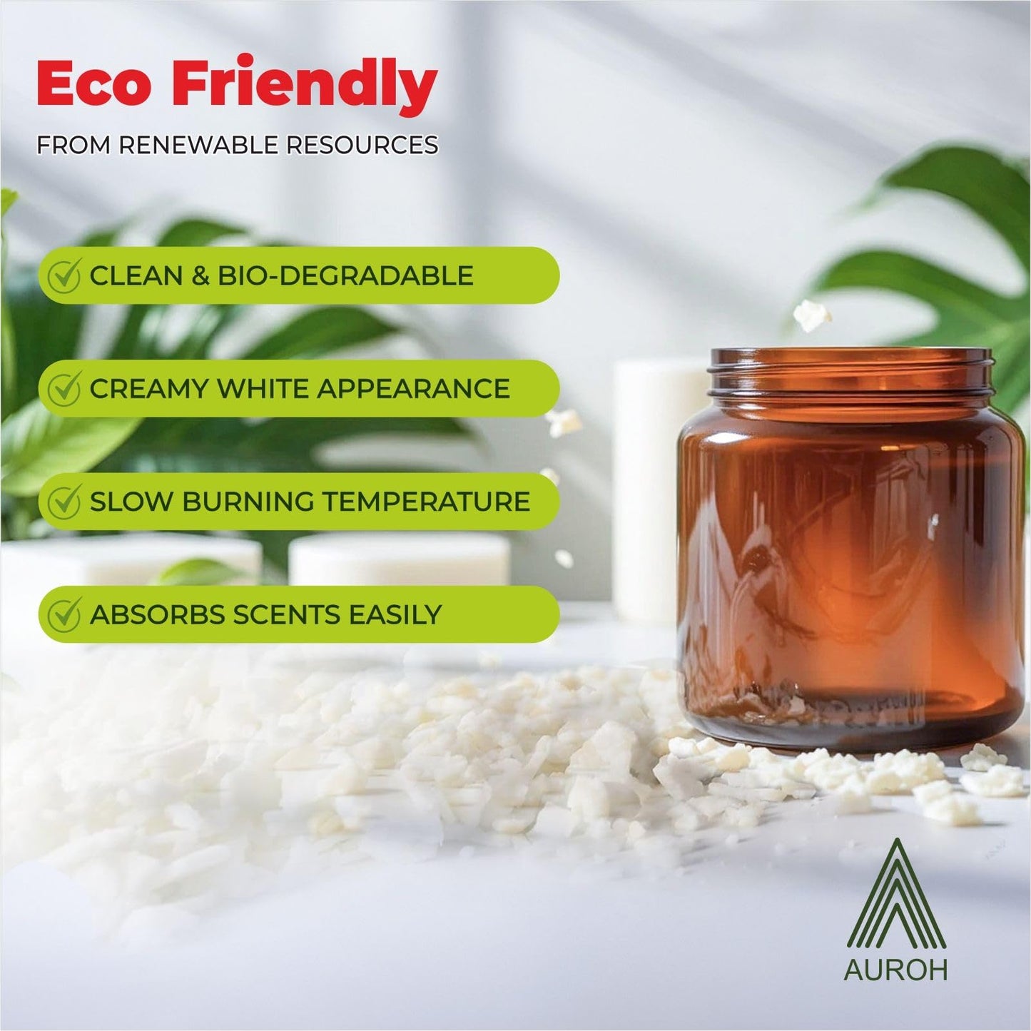 Auroh 100% Pure Soy Wax for Candle Making 10KG Natural SOYA Container Wax Flakes  Biodegradable, eco-Friendly Wax