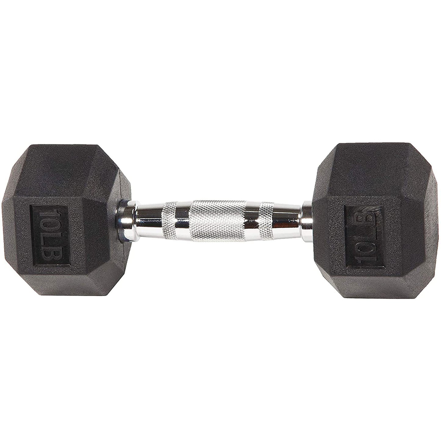 BalanceFrom Rubber Encased Hex Dumbbell in Pairs or Singles, Black