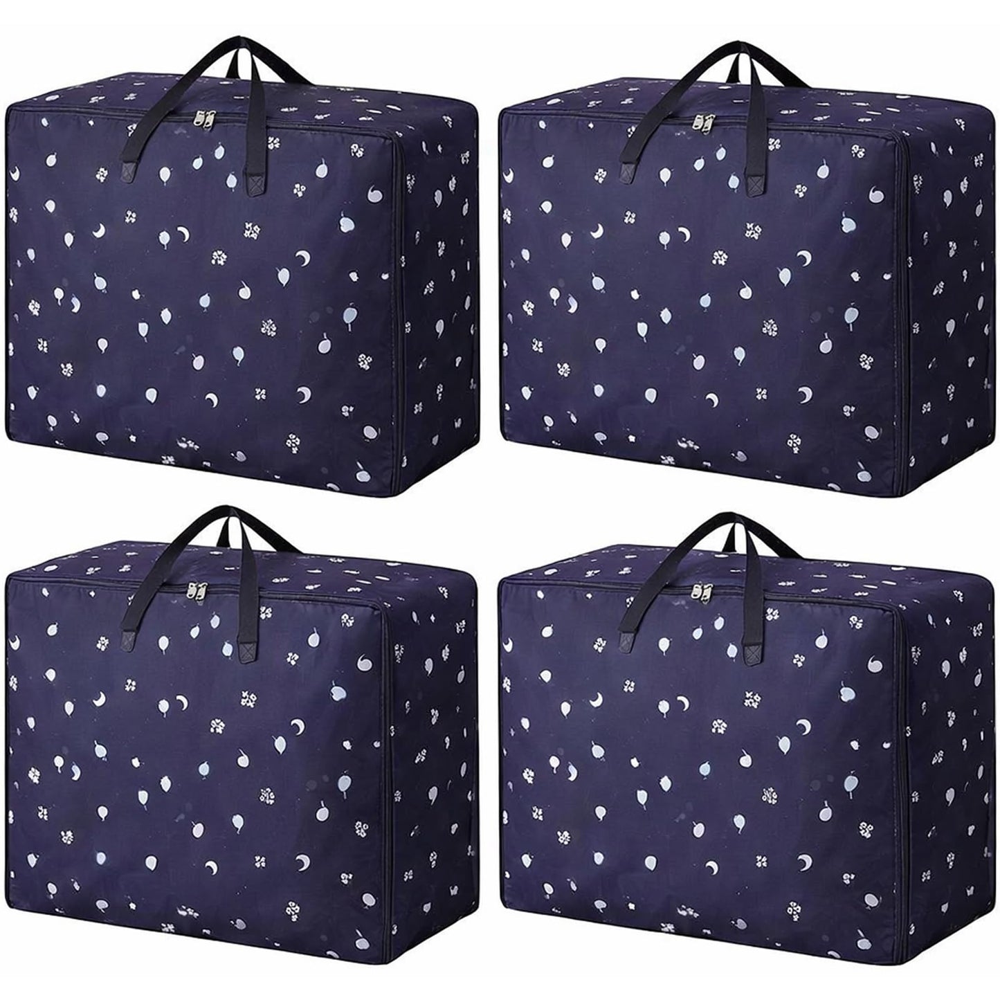 4 Pcs 105L Large Moving Bags Oxford Fabric Storage Bags with Zips, Blue
