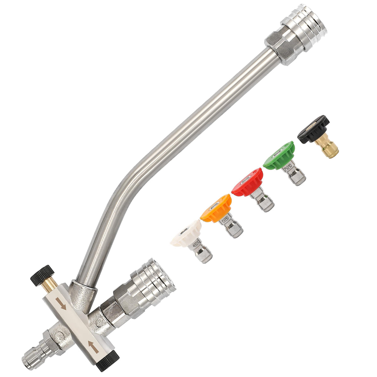 Tool Daily Foam Cannon Dual-Connector Accessory, Pressure Washer Double Tip Attachment for Soap Cannon, 5 Pressure Washer Sprayer Nozzles, 1/4" Quick
