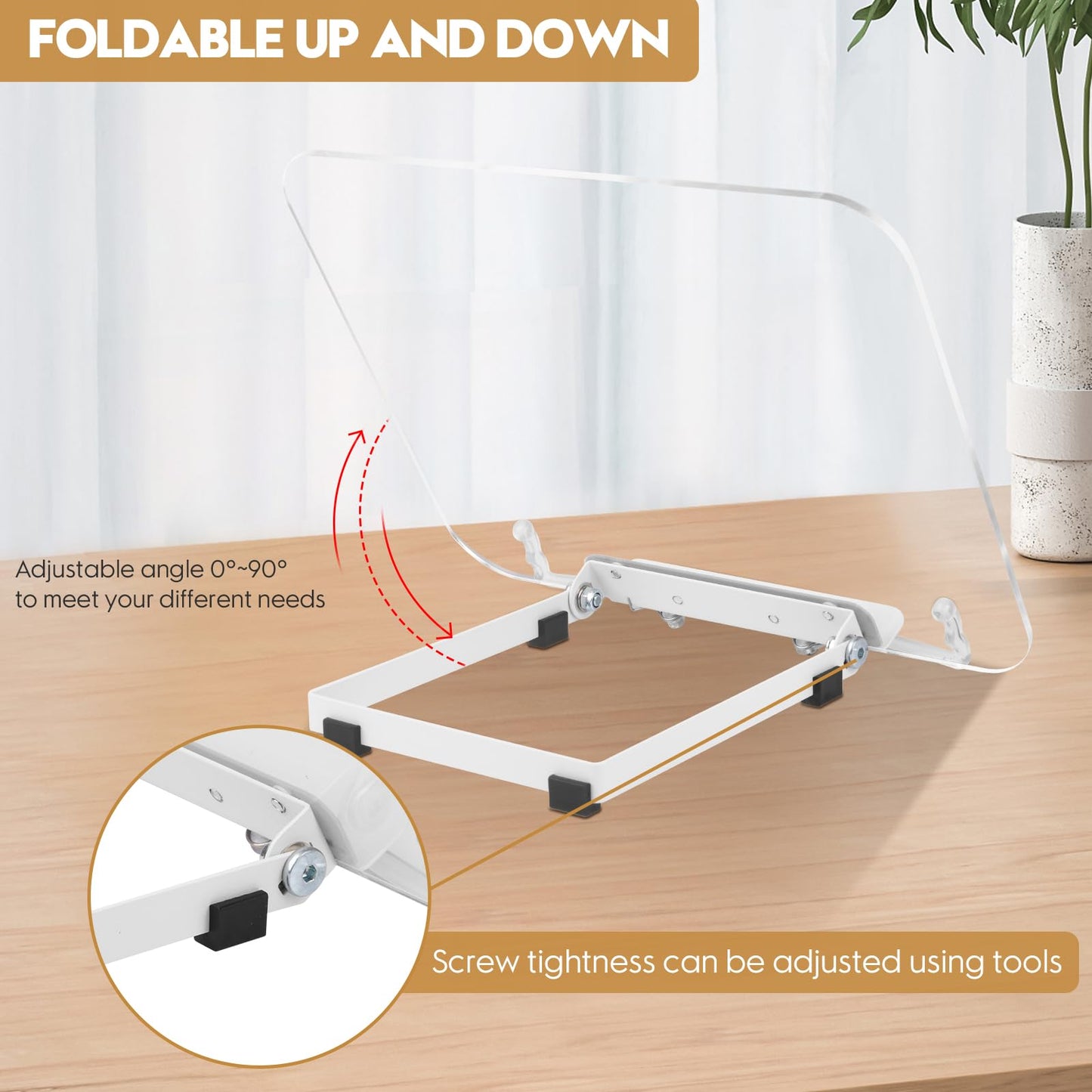 Acrykli Book Stand for Reading, MSDADA Adjustable Book Holder, Foldable Recipe Cook Book Stand for Kitchen