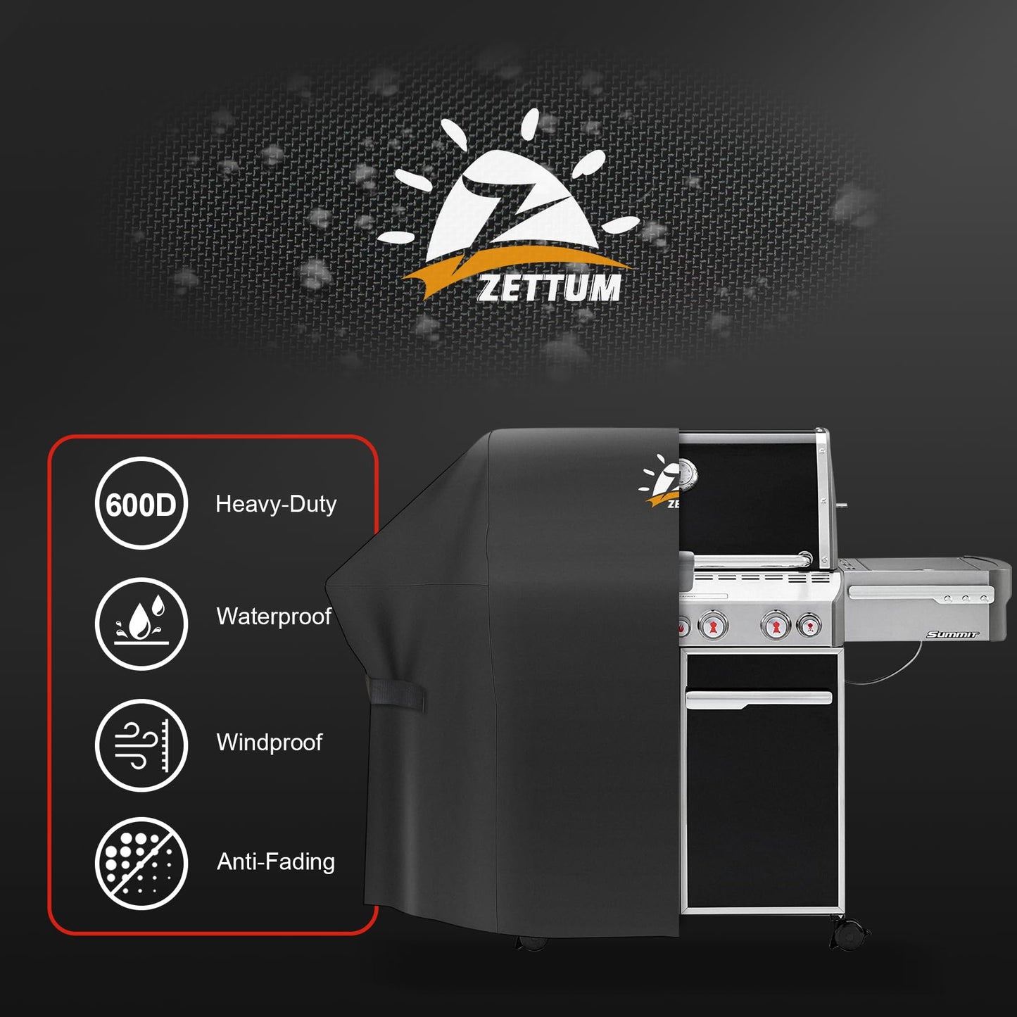 Zettum BBQ Cover 170 CM - 7108 Grill Barbecue Cover for Summit 400 Series Gas Grill Heavy Duty & Waterproof, PU Cover for Weber Summit 470, 420, 2022