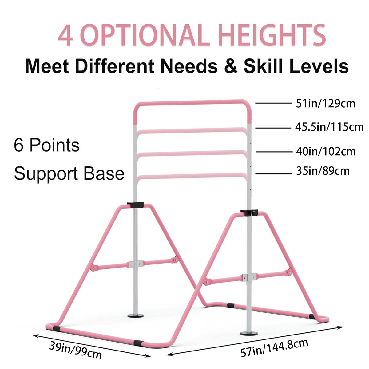GYMMAGE Gymnastics Bars with Pad, Junior Training Kip Bar Gymnastics Equipment for Home Garden, Adjustable Height Gymnastic Folding Horizontal Bar