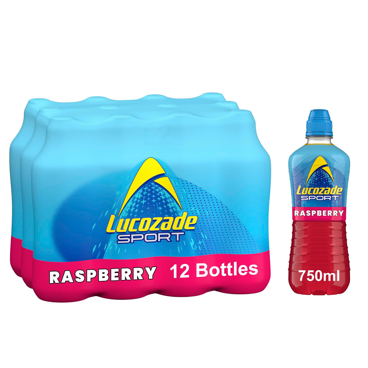 Lucozade Sport Body Fuel - Raspberry 12x750ml| Isotonic sports drink, with Electrolytes and Vitamin B3 | Still | Bursting with Flavour