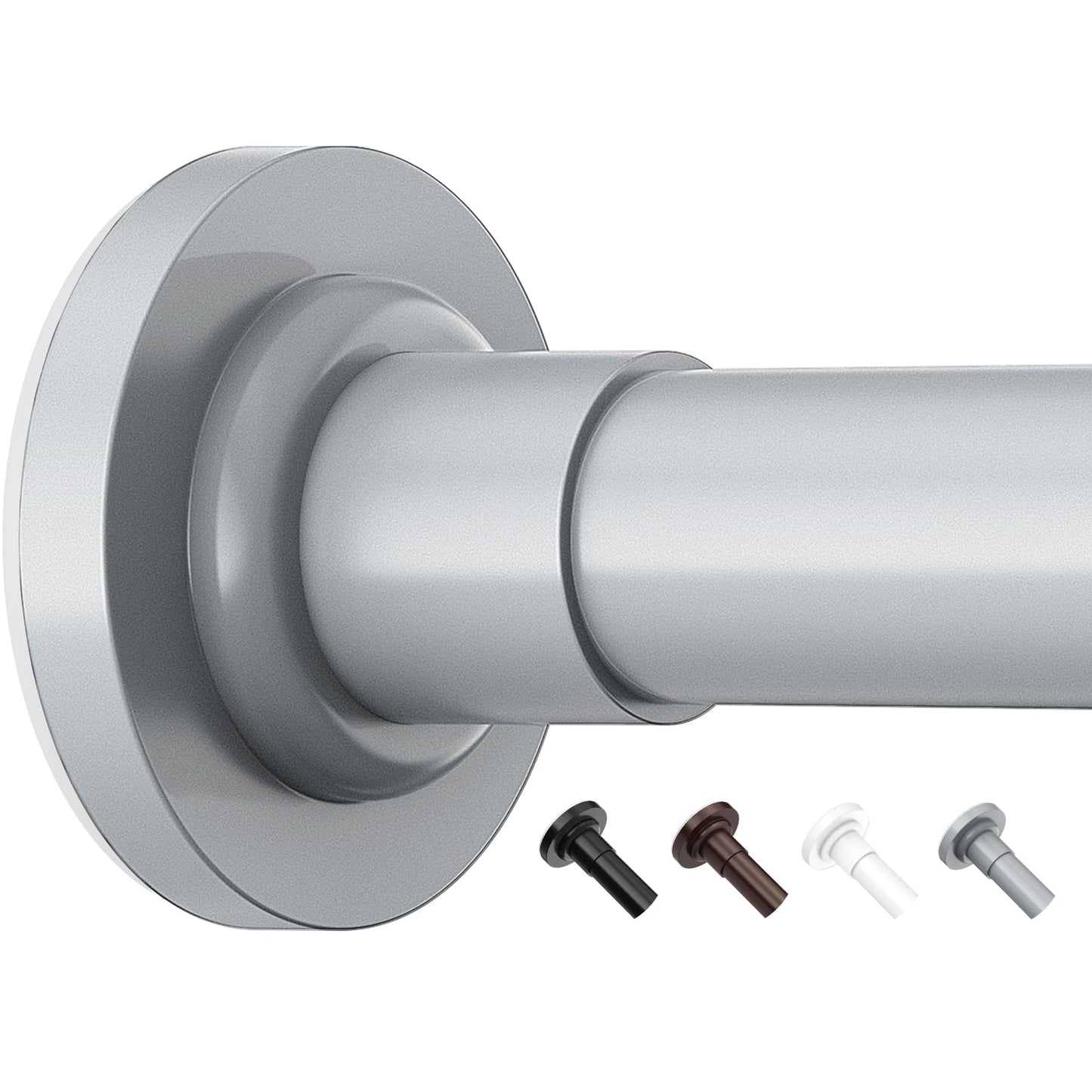 Yeabett Curtain Pole, 48-154.9cm Extendable Net Curtain Rod, Telescopic Curtain Pole for Bathroom or Windows, No Drilling, No Slip, No Rust, Grey
