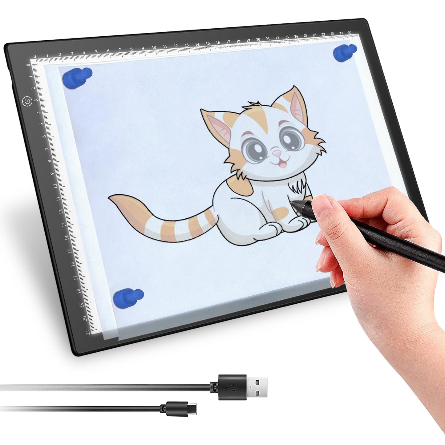 UUCOLOR Led Light Box A4 Tracing Drawing Board Diamond Painting Light Box with 3 Adjustable Brightness LED Light Pad for Drawing, X-ray Viewing,