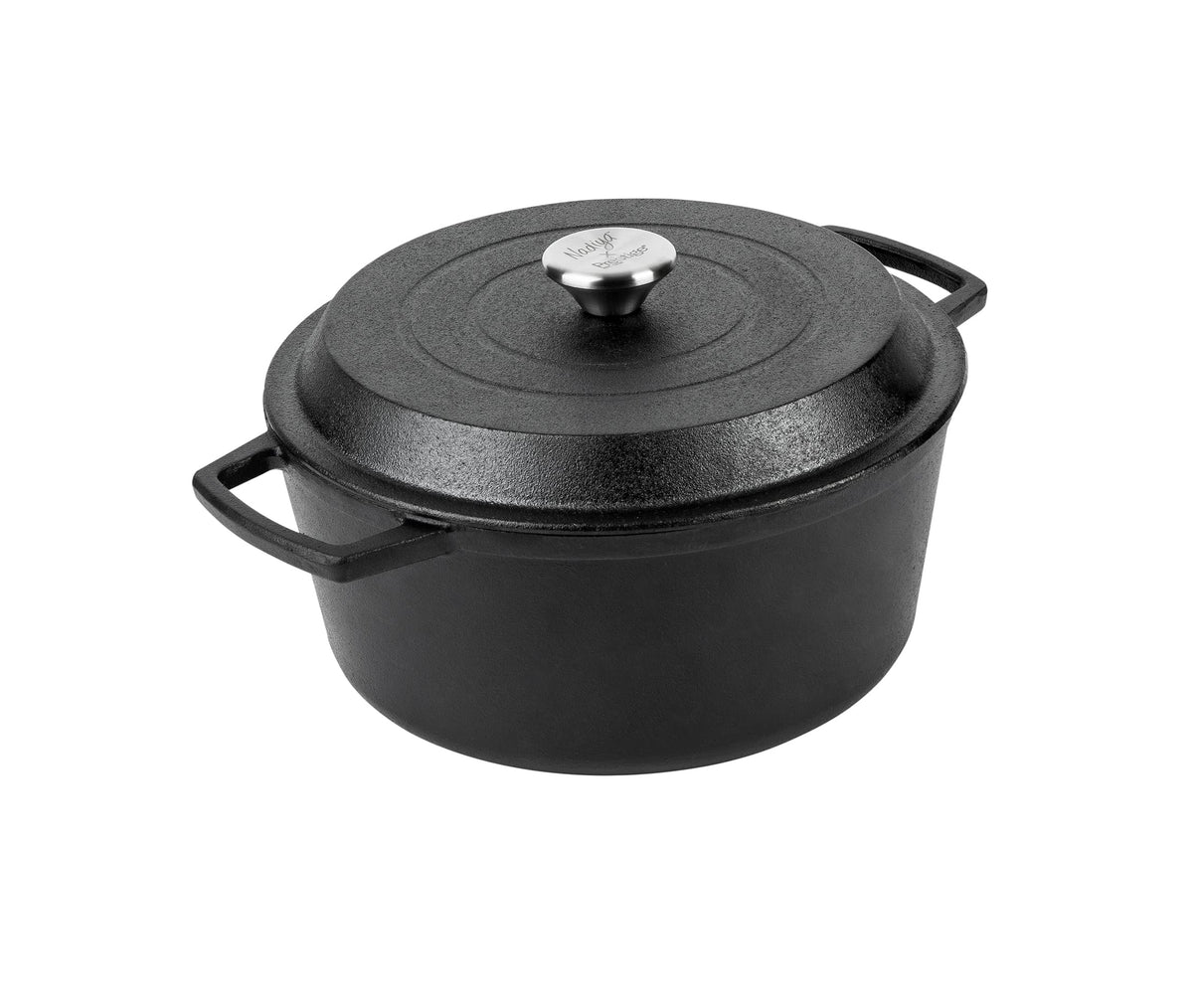 Prestige x Nadiya Cast Iron Casserole Dish with Lid - Black Cast Iron Dutch Oven Cooking Pots, 4.5L, Pre seasoned, Induction Suitable, Oven Safe &