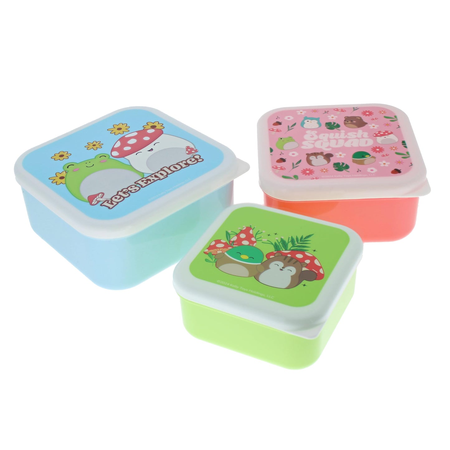 Blueprint Collections Squishmallows Storage Pots | Set of 3 Storage Tubs with Lids | Kitchen Organization | Small Storage Boxes with Lids