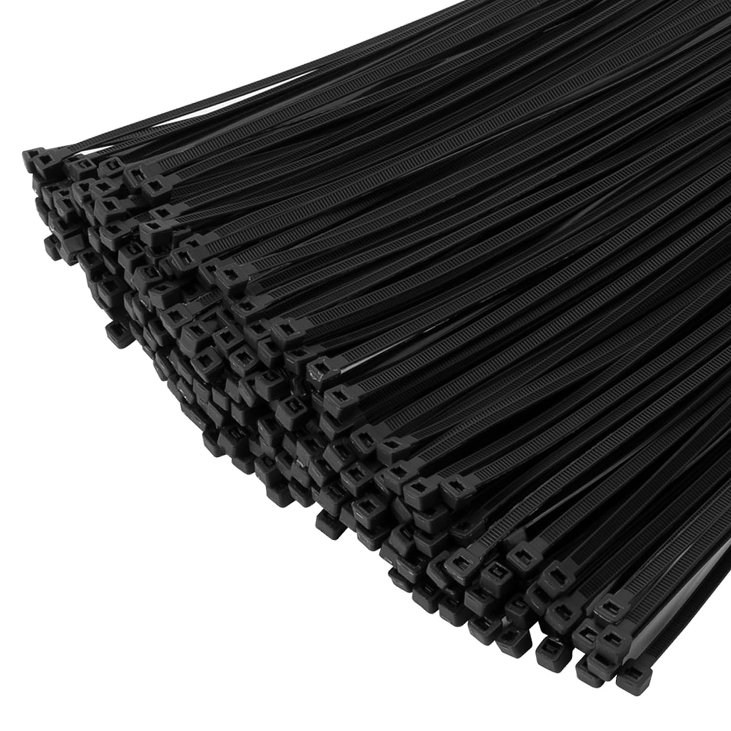 XINGO Black Cable Ties Pack of 1000, 300mm x 4.8mm, Premium Nylon Durable Zip Ties, Self-Locking UV Resistant Nylon Plastic Wire Ties for Indoor and