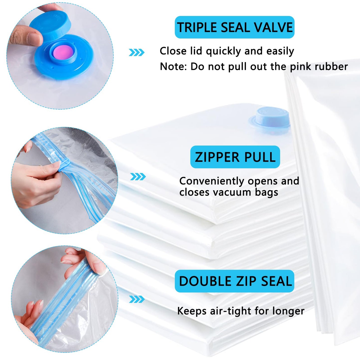 Vacuum Storage Bags - 6 Pack 80X100CM Extra Large Reusable Strong Space Saver Compression Bags