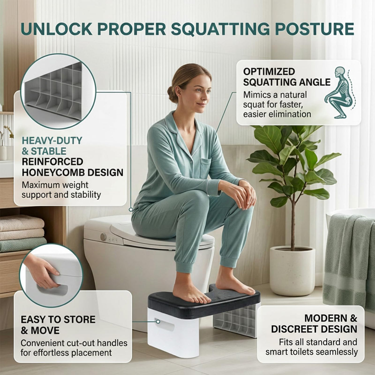 Toilet Stool for Bathroom,Non-Slip Potty Stool for Pooping,Toilet Step Stool for Adults/Seniors/Kids(1count) (black)
