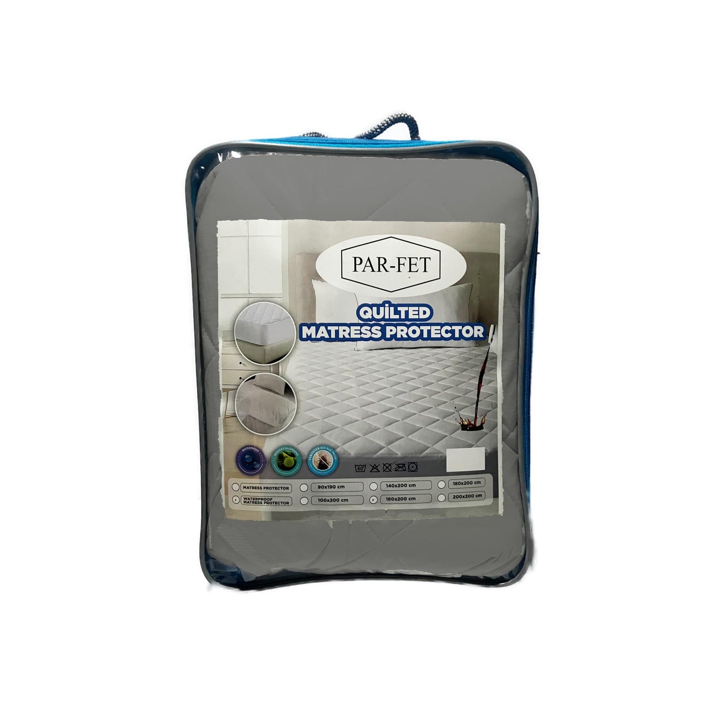 Cotton Mattress Protector, Waterproof, Quilted with Anti-Allergic, Anti Dust Mite, Soft and Quiet, Breathable (Grey, 140 x 200 cm)