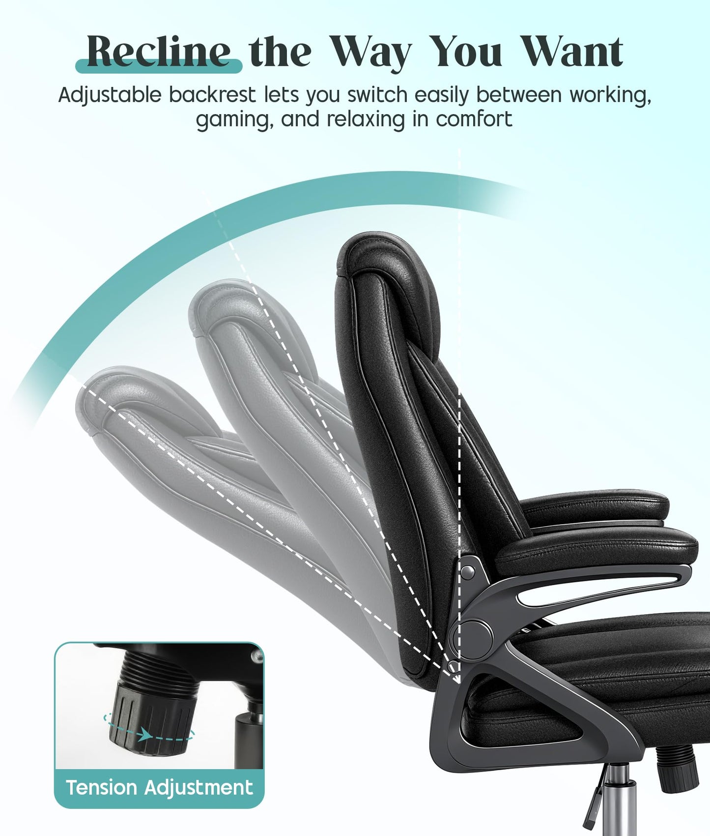 CHI ENERGY Executive Office Chair, Ergonomic Desk Chair with Padded Flip-up Armrests and Cushion
